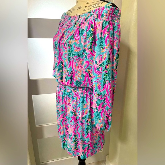 🍂 Lilly Pulitzer Blue and Pink Dress  & romper EUC - Picture 6 of 10